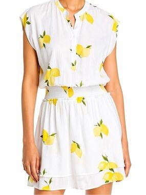 Rails Women's Angelina Mini Dress Citronnade lemon print Linen Womens Size M